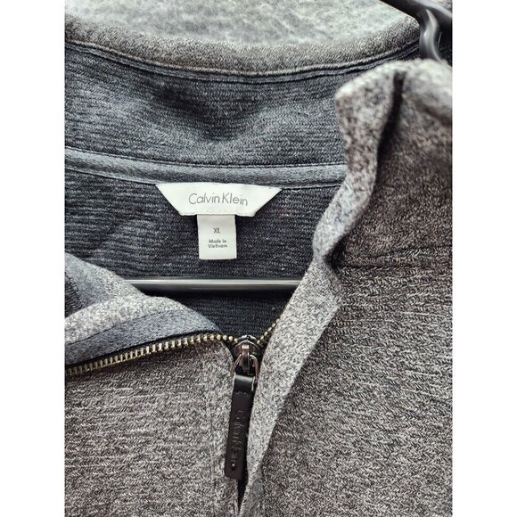 Calvin Klein Mens XL Quarter-Zip Pullover Sweater Gray Cotton Blend - Picture 3 of 5